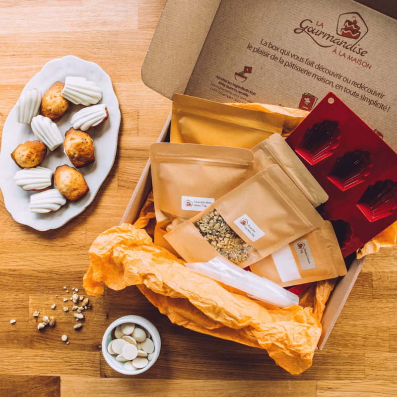 box madeleines pistache et chocolat blanc