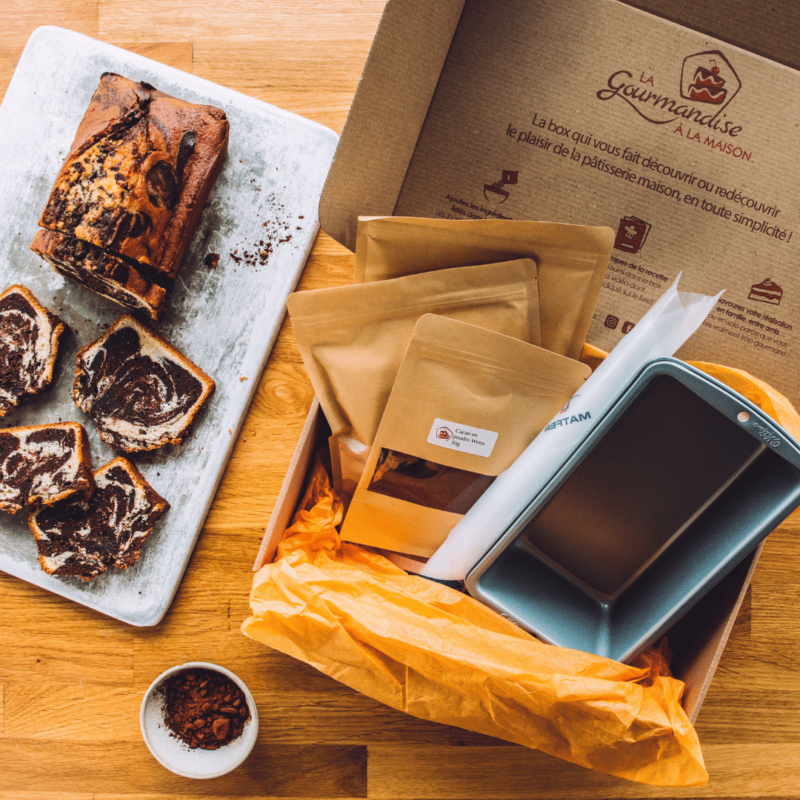 box mensuelle de pâtisserie pour réaliser un marbré moelleux au chocolat